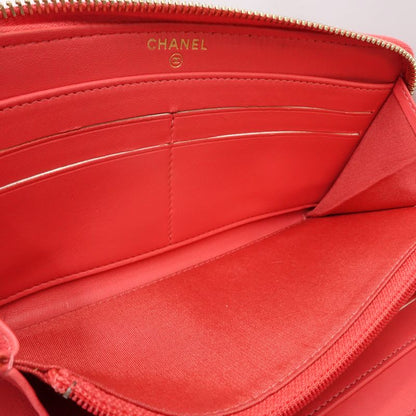 【中古】CHANEL シャネル 長財布 AP0150 ラウンドファスナー カメリア ラムスキン ピンク レディース /181999