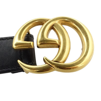GUCCI グッチ ベルト GGマーモント ダブルG Gバックル 414516 75･30 レザー ブラック レディース/182000【中古】
