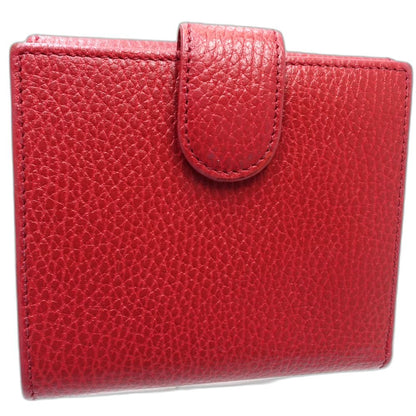 【中古】GUCCI グッチ 二つ折り財布 615525 インターロッキングG コンパクトウォレット レザー レッド レディース /182001