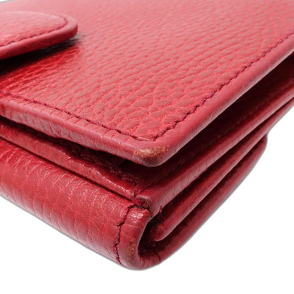 【中古】GUCCI グッチ 二つ折り財布 615525 インターロッキングG コンパクトウォレット レザー レッド レディース /182001