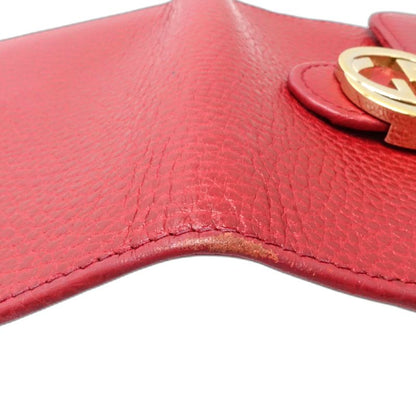 【中古】GUCCI グッチ 二つ折り財布 615525 インターロッキングG コンパクトウォレット レザー レッド レディース /182001