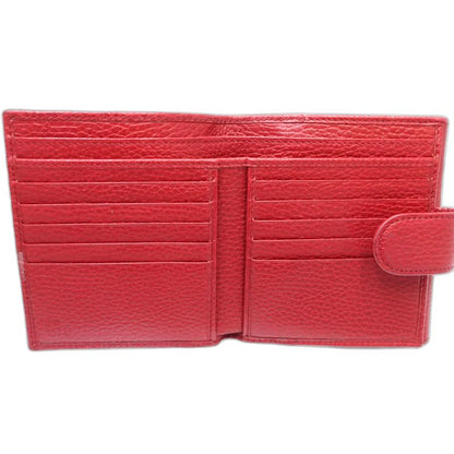 【中古】GUCCI グッチ 二つ折り財布 615525 インターロッキングG コンパクトウォレット レザー レッド レディース /182001