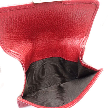 【中古】GUCCI グッチ 二つ折り財布 615525 インターロッキングG コンパクトウォレット レザー レッド レディース /182001