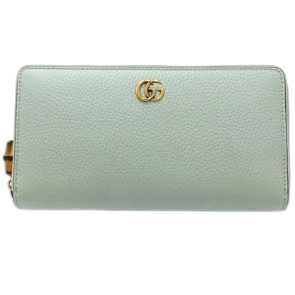 【中古】GUCCI グッチ 長財布 739499 バンブー ラウンドファスナー レザー ペールグリーン レディース /182002