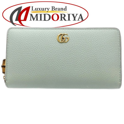 【中古】GUCCI グッチ 長財布 739499 バンブー ラウンドファスナー レザー ペールグリーン レディース /182002
