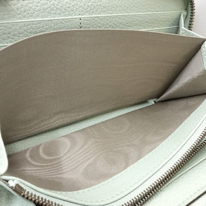 【中古】GUCCI グッチ 長財布 739499 バンブー ラウンドファスナー レザー ペールグリーン レディース /182002
