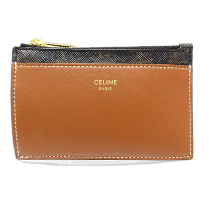【中古】CELINE セリーヌ コインケース トリオンフ フラグメントケース レザー タン レディース /182003