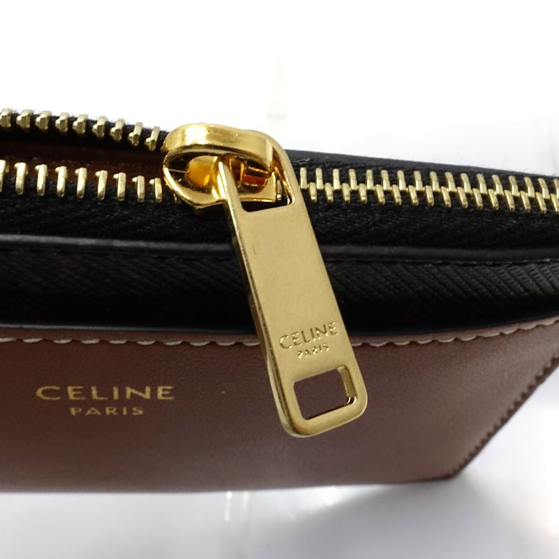 【中古】CELINE セリーヌ コインケース トリオンフ フラグメントケース レザー タン レディース /182003