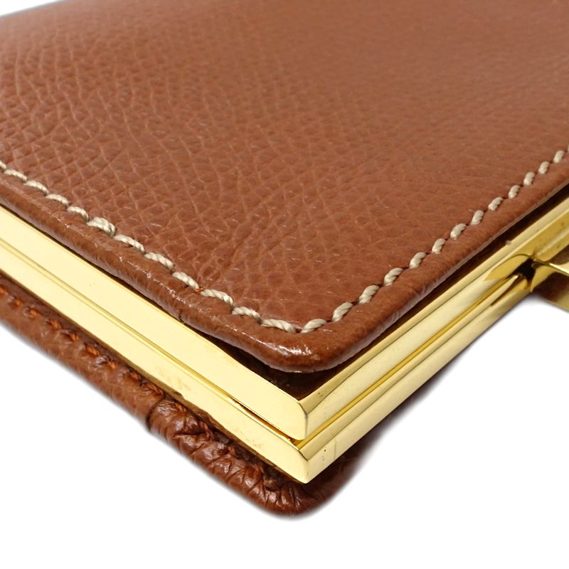 【中古】LOEWE ロエベ コインケース アナグラム がま口コインケース レザー ブラウン レディース /182004