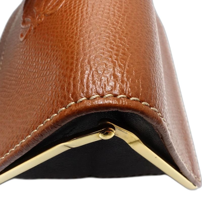 【中古】LOEWE ロエベ コインケース アナグラム がま口コインケース レザー ブラウン レディース /182004