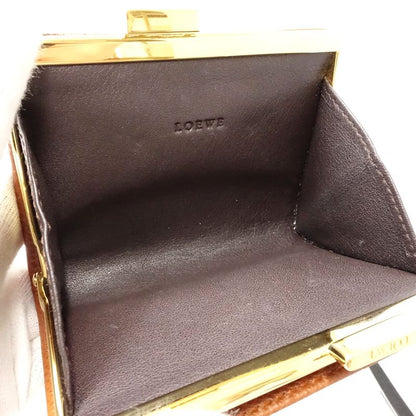【中古】LOEWE ロエベ コインケース アナグラム がま口コインケース レザー ブラウン レディース /182004