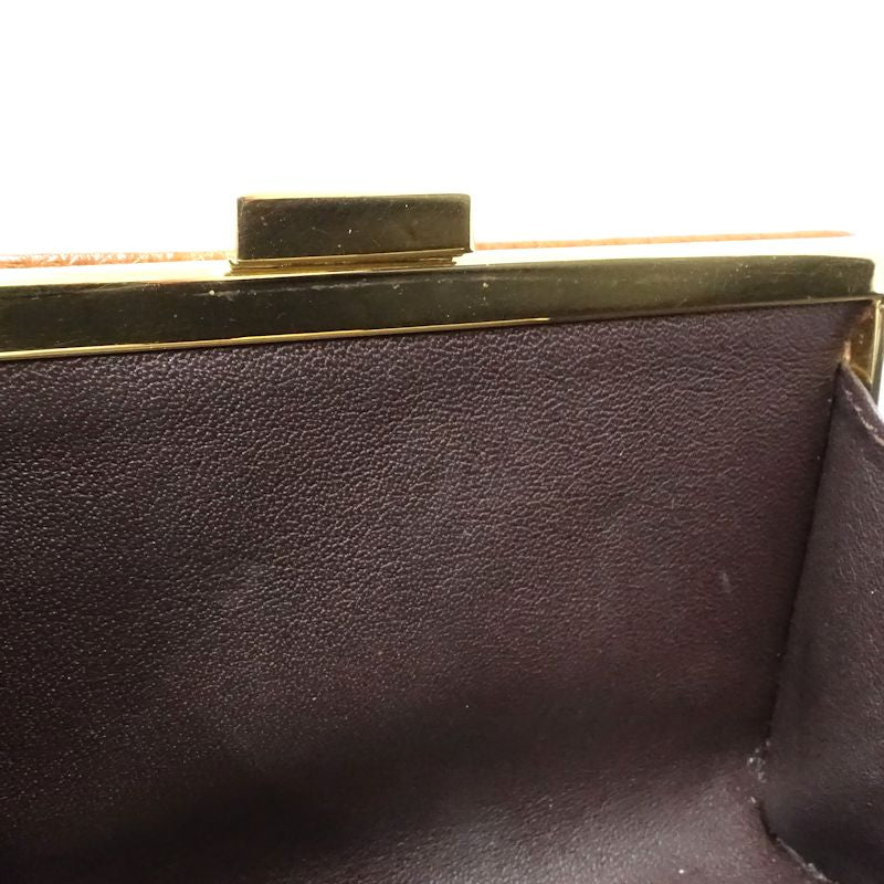 【中古】LOEWE ロエベ コインケース アナグラム がま口コインケース レザー ブラウン レディース /182004