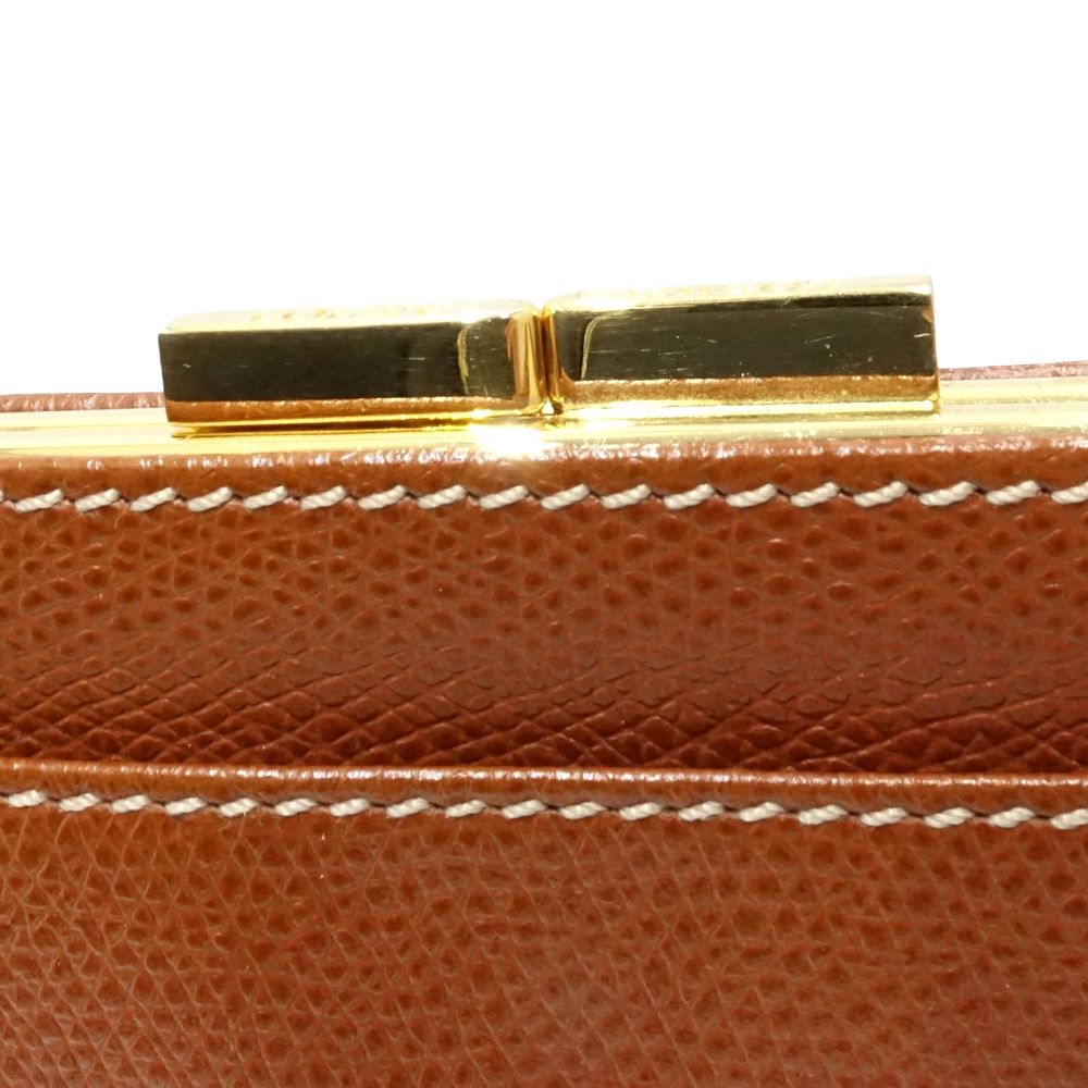 【中古】LOEWE ロエベ コインケース アナグラム がま口コインケース レザー ブラウン レディース /182004