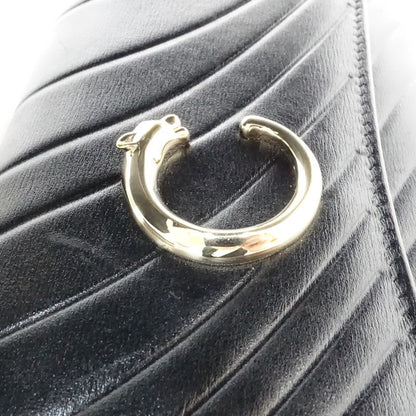 【中古】CARTIER カルティエ 長財布 インターナショナル ウォレット パンテール C ドゥ レザー ブラック レディース /182005