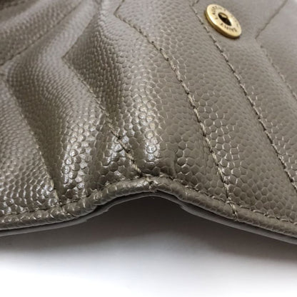 【中古】SAINT LAURENT サンローラン 三つ折り財布 602791 モノグラム マルチフォールドウォレット Vステッチ レザー ダークグレー レディース /182006