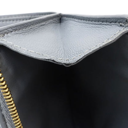 【中古】BOTTEGAVENETA ボッテガヴェネタ 二つ折り財布 マキシイントレチャート スモールカセットウォレット レザー グレー レディース /182007