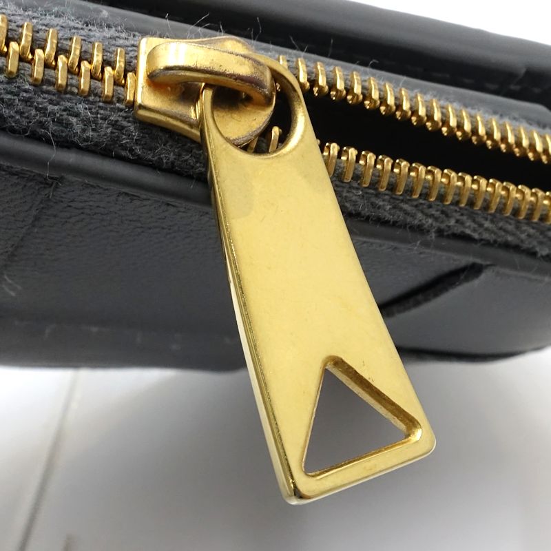 【中古】BOTTEGAVENETA ボッテガヴェネタ 二つ折り財布 マキシイントレチャート スモールカセットウォレット レザー グレー レディース /182007