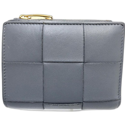 【中古】BOTTEGAVENETA ボッテガヴェネタ 二つ折り財布 マキシイントレチャート スモールカセットウォレット レザー グレー レディース /182007