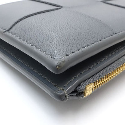 【中古】BOTTEGAVENETA ボッテガヴェネタ 二つ折り財布 マキシイントレチャート スモールカセットウォレット レザー グレー レディース /182007