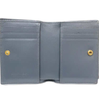 【中古】BOTTEGAVENETA ボッテガヴェネタ 二つ折り財布 マキシイントレチャート スモールカセットウォレット レザー グレー レディース /182007