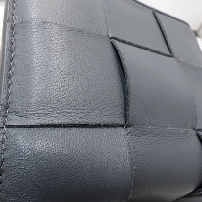 【中古】BOTTEGAVENETA ボッテガヴェネタ 二つ折り財布 マキシイントレチャート スモールカセットウォレット レザー グレー レディース /182007