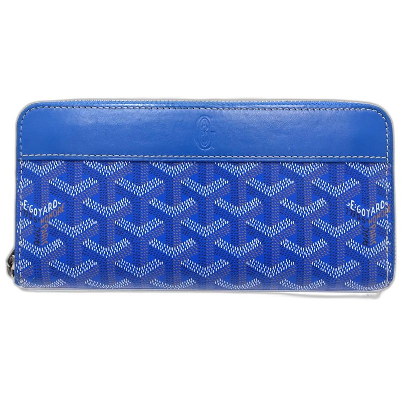 【中古】GOYARD ゴヤール 長財布 マティニョンGM ラウンドファスナー レザー スカイブルー レディース /182008