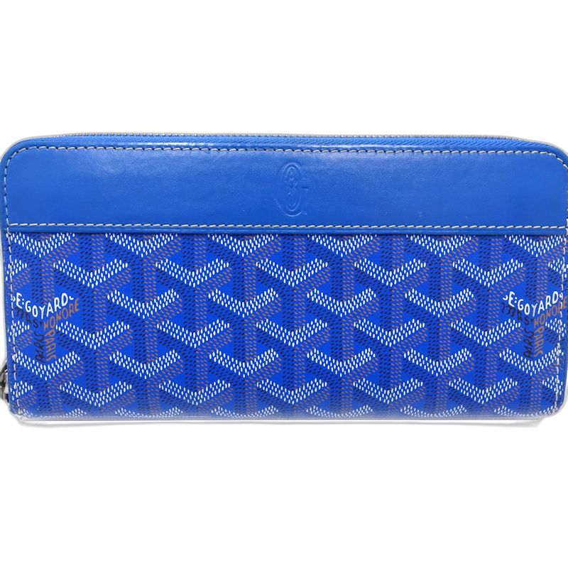 【中古】GOYARD ゴヤール 長財布 マティニョンGM ラウンドファスナー レザー スカイブルー レディース /182008