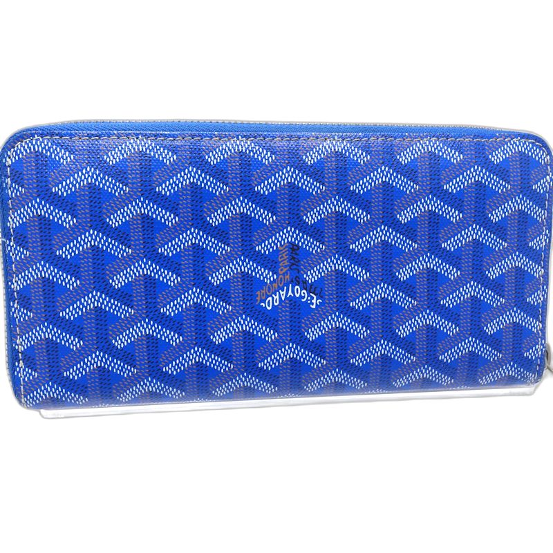 【中古】GOYARD ゴヤール 長財布 マティニョンGM ラウンドファスナー レザー スカイブルー レディース /182008