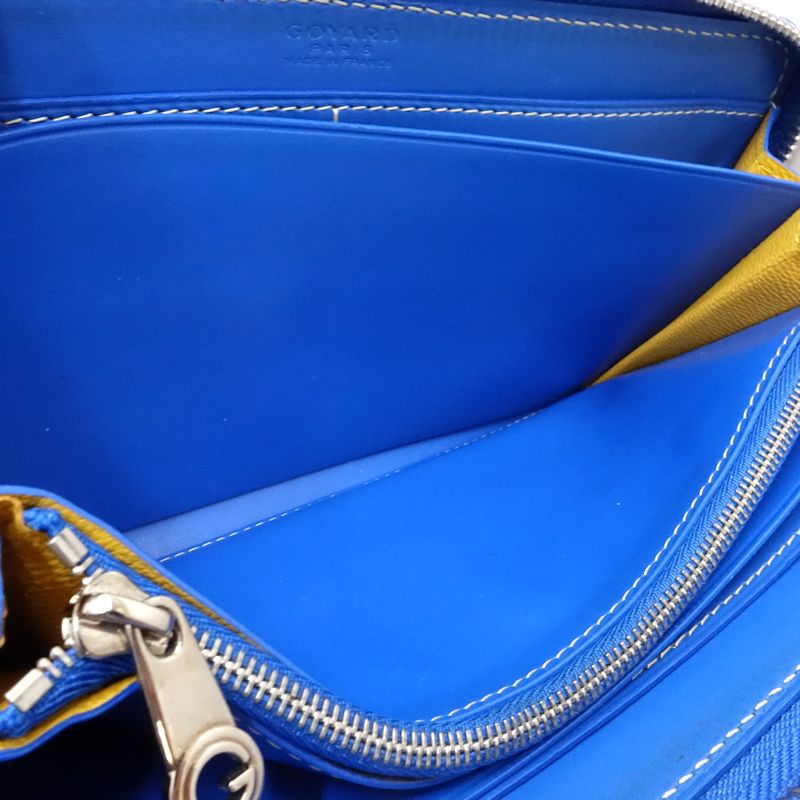 【中古】GOYARD ゴヤール 長財布 マティニョンGM ラウンドファスナー レザー スカイブルー レディース /182008