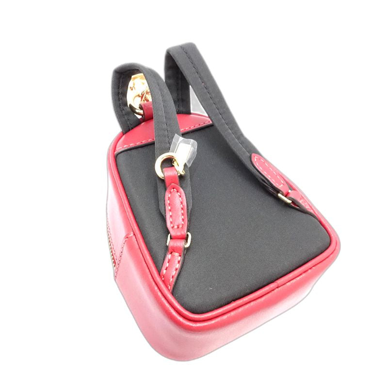 COACH コーチ キーホルダー ミニコートバックパック バッグチャーム CX066 レザーxナイロン ウォルナット トゥルーレッド アウトレット レディース/182009【中古】