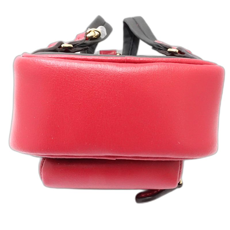 COACH コーチ キーホルダー ミニコートバックパック バッグチャーム CX066 レザーxナイロン ウォルナット トゥルーレッド アウトレット レディース/182009【中古】