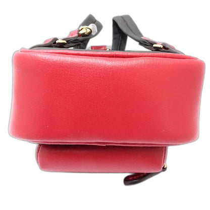 COACH コーチ キーホルダー ミニコートバックパック バッグチャーム CX066 レザーxナイロン ウォルナット トゥルーレッド アウトレット レディース/182009【中古】