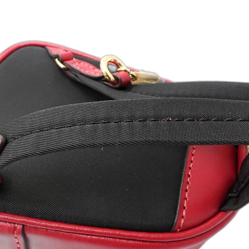 COACH コーチ キーホルダー ミニコートバックパック バッグチャーム CX066 レザーxナイロン ウォルナット トゥルーレッド アウトレット レディース/182009【中古】