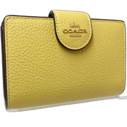 【中古】COACH コーチ 二つ折り財布 ミディアムコーナージップウォレット レザー イエロー レディース /182010