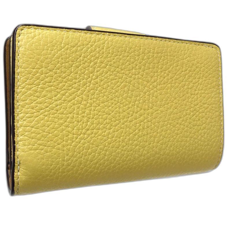 【中古】COACH コーチ 二つ折り財布 ミディアムコーナージップウォレット レザー イエロー レディース /182010