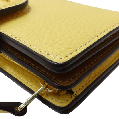 【中古】COACH コーチ 二つ折り財布 ミディアムコーナージップウォレット レザー イエロー レディース /182010