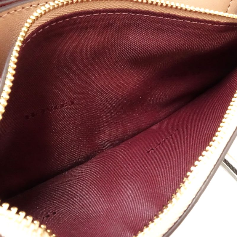 【中古】COACH コーチ ウォレットチェーン 68844 斜め掛けショルダーバッグ レザー ベージュ レディース /182011