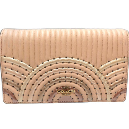 【中古】COACH コーチ ウォレットチェーン 68844 斜め掛けショルダーバッグ レザー ベージュ レディース /182011