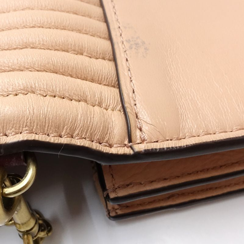 【中古】COACH コーチ ウォレットチェーン 68844 斜め掛けショルダーバッグ レザー ベージュ レディース /182011