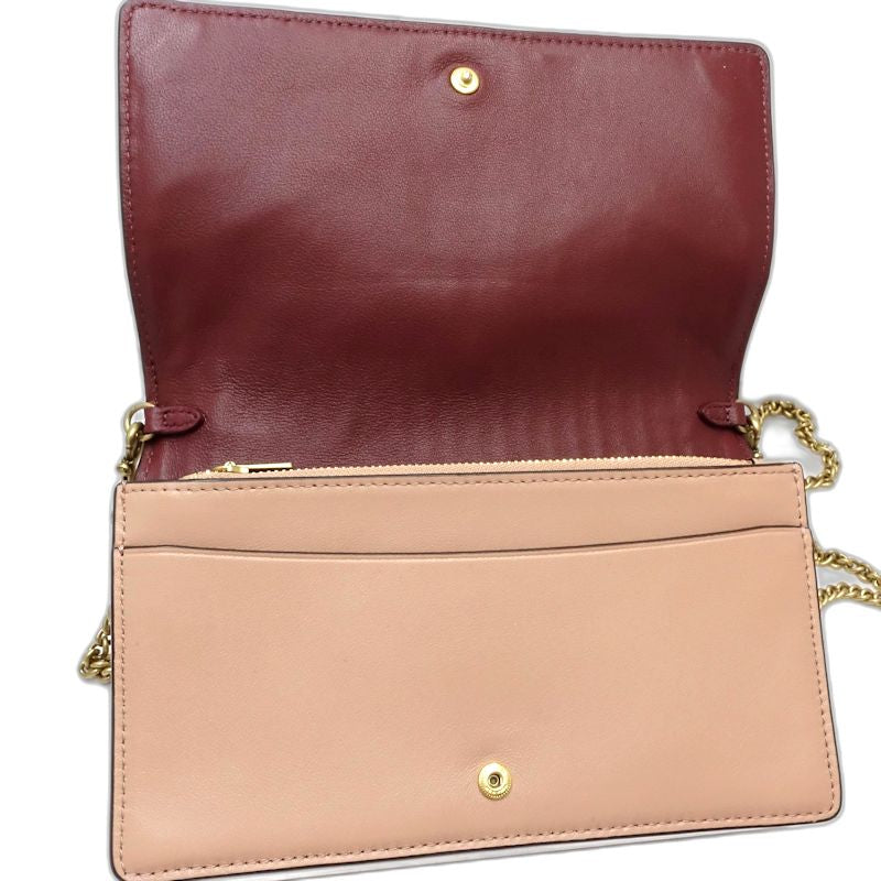 【中古】COACH コーチ ウォレットチェーン 68844 斜め掛けショルダーバッグ レザー ベージュ レディース /182011