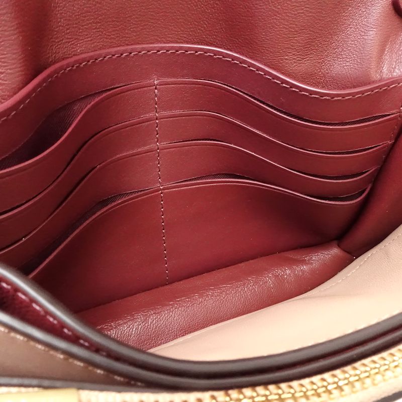 【中古】COACH コーチ ウォレットチェーン 68844 斜め掛けショルダーバッグ レザー ベージュ レディース /182011
