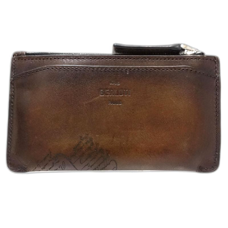 【中古】Berluti ベルルッティ コインケース カリグラフィ フラグメントケース レザー ブラウン メンズ /182012