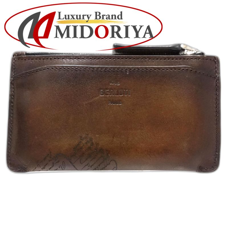 【中古】Berluti ベルルッティ コインケース カリグラフィ フラグメントケース レザー ブラウン メンズ /182012