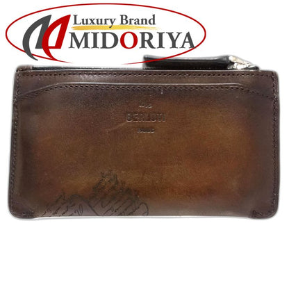 【中古】Berluti ベルルッティ コインケース カリグラフィ フラグメントケース レザー ブラウン メンズ /182012