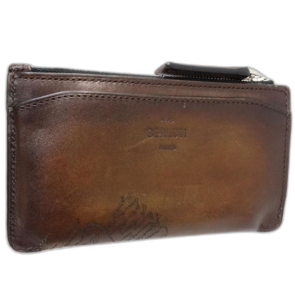 【中古】Berluti ベルルッティ コインケース カリグラフィ フラグメントケース レザー ブラウン メンズ /182012