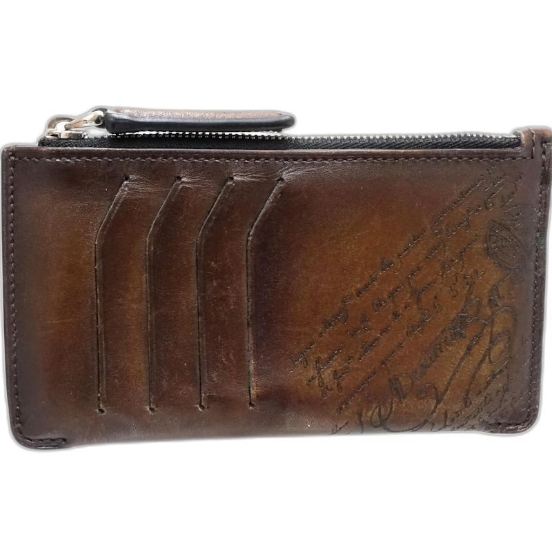 【中古】Berluti ベルルッティ コインケース カリグラフィ フラグメントケース レザー ブラウン メンズ /182012