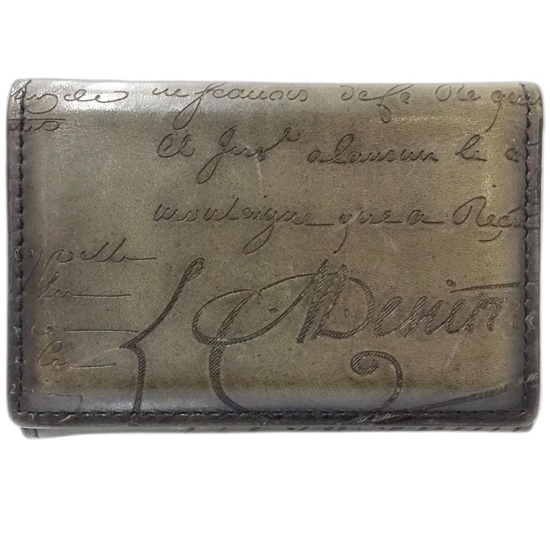 Berluti ベルルッティ カードケース カリグラフィ レザー ダークグレー メンズ/182013【中古】