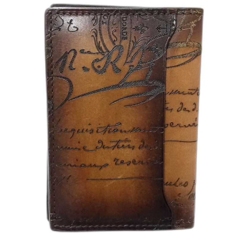 Berluti ベルルッティ カードケース カリグラフィ レザー ブラウン メンズ/182015【中古】
