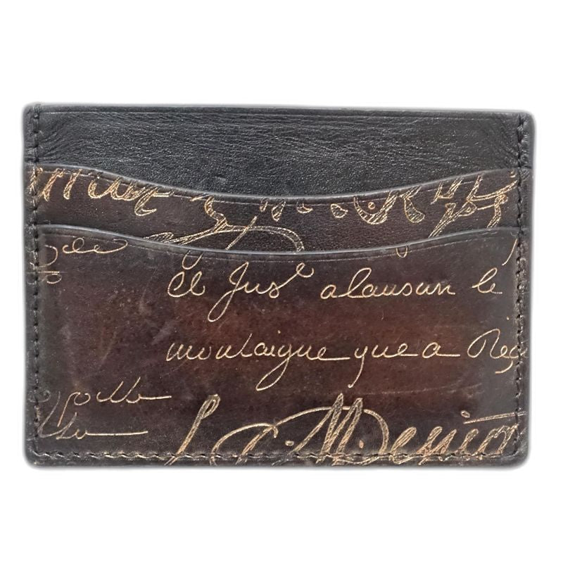 Berluti ベルルッティ カードケース バンブーカードホルダー レザー ダークブラウン ブラック メンズ/182016【中古】
