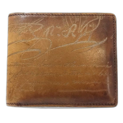 【中古】Berluti ベルルッティ 札入れ カリグラフィ コンパクトフラップウォレット レザー ブラウン メンズ /182017